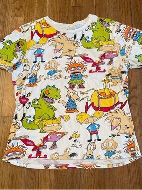 Nickelodeon 90s Nick Toons Graphic Tee - White with Multicolor Print